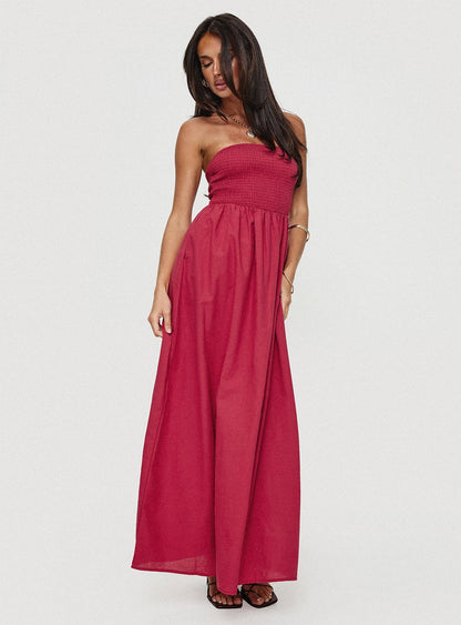 Dayona Strapless Maxi Dress Red