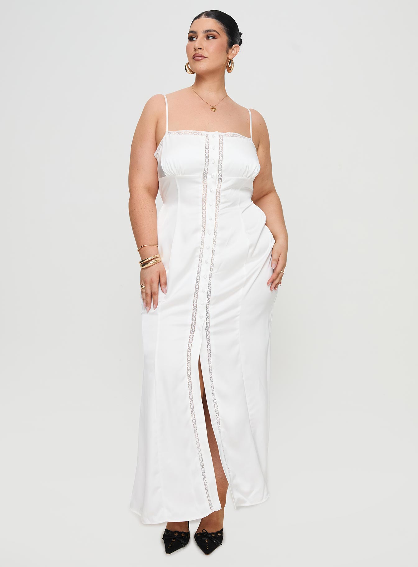 Ematie Maxi Dress White Curve