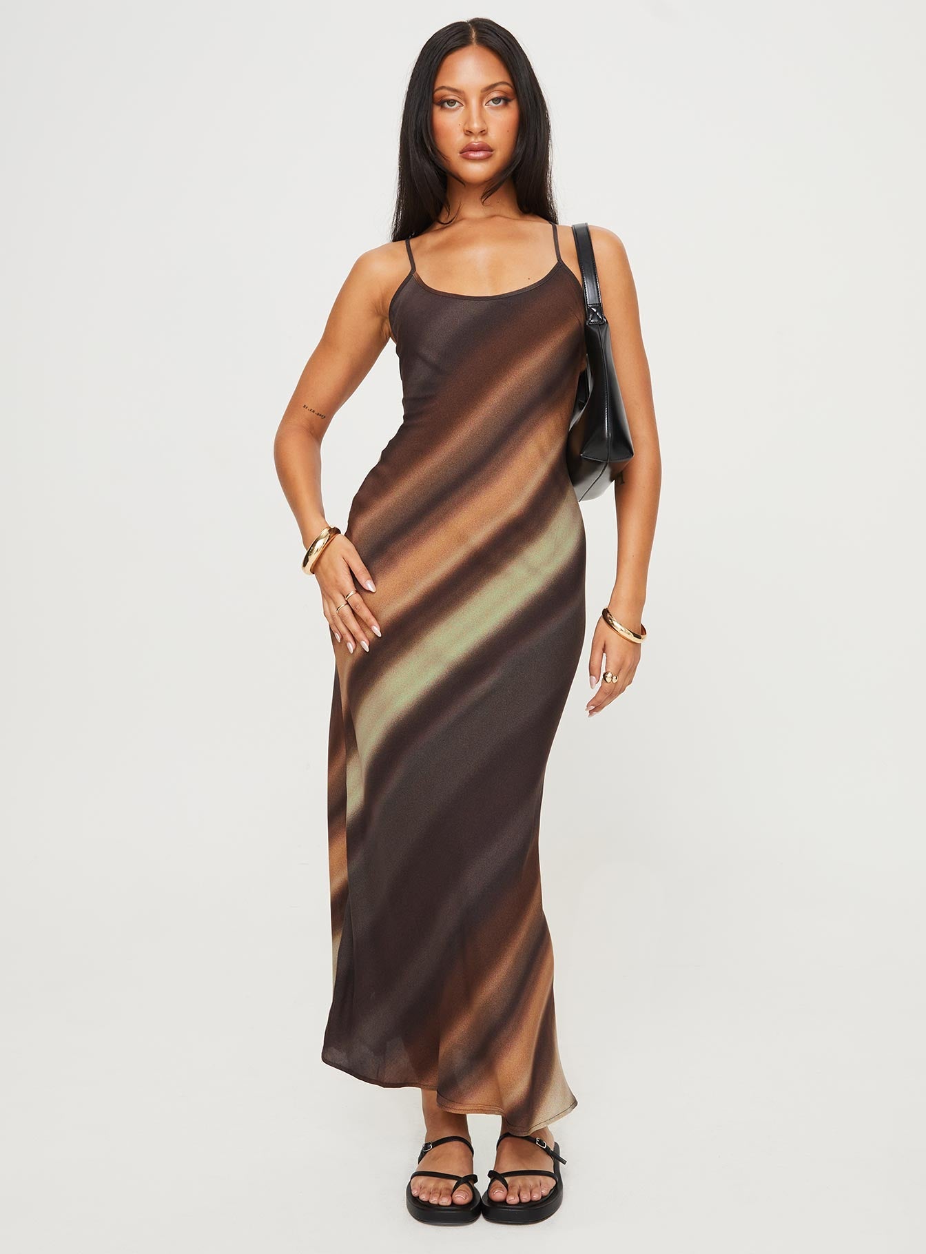 Otillie Maxi Dress Brown Multi