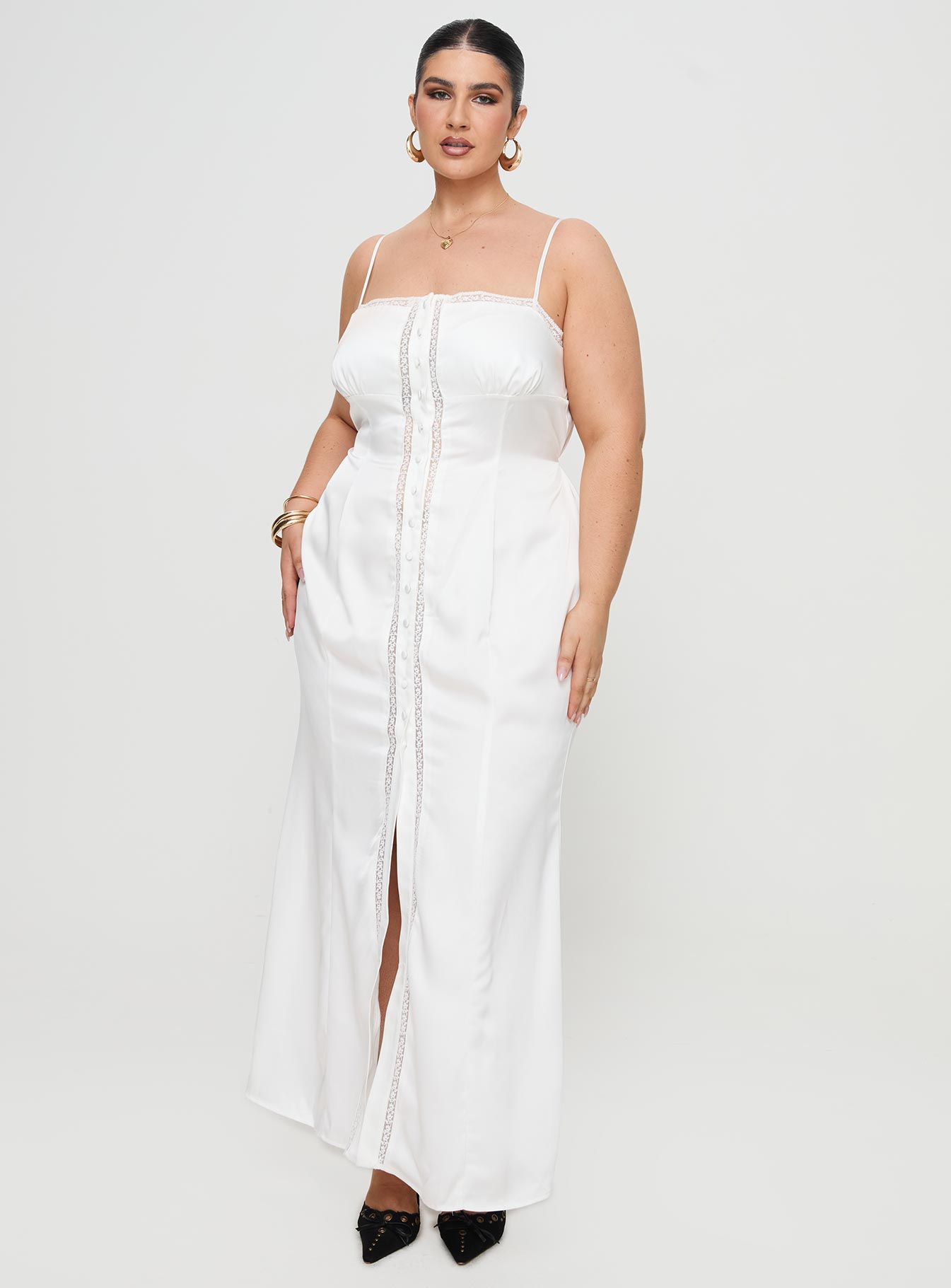 Ematie Maxi Dress White Curve