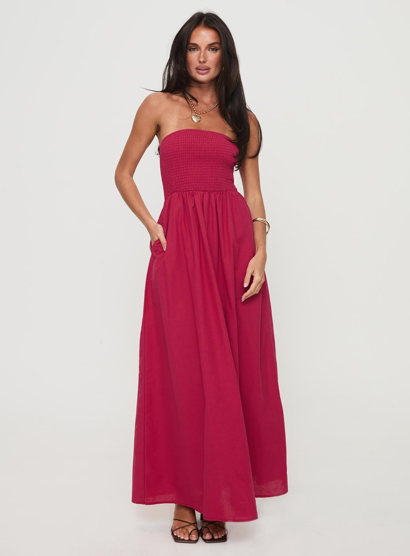 Dayona Strapless Maxi Dress Red