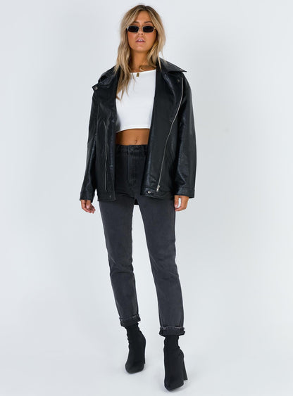 Next in Line Faux Leather Biker Jacket