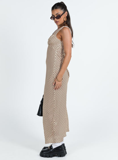 Maysa Geo Maxi Dress Beige