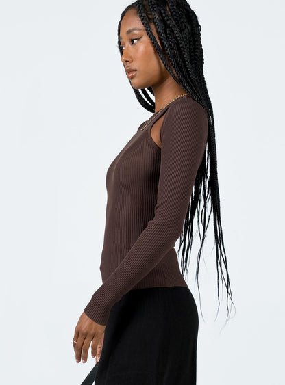 Venetia Long Sleeve Top Brown