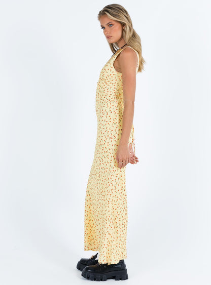 Nellie Maxi Dress Yellow / Red Floral