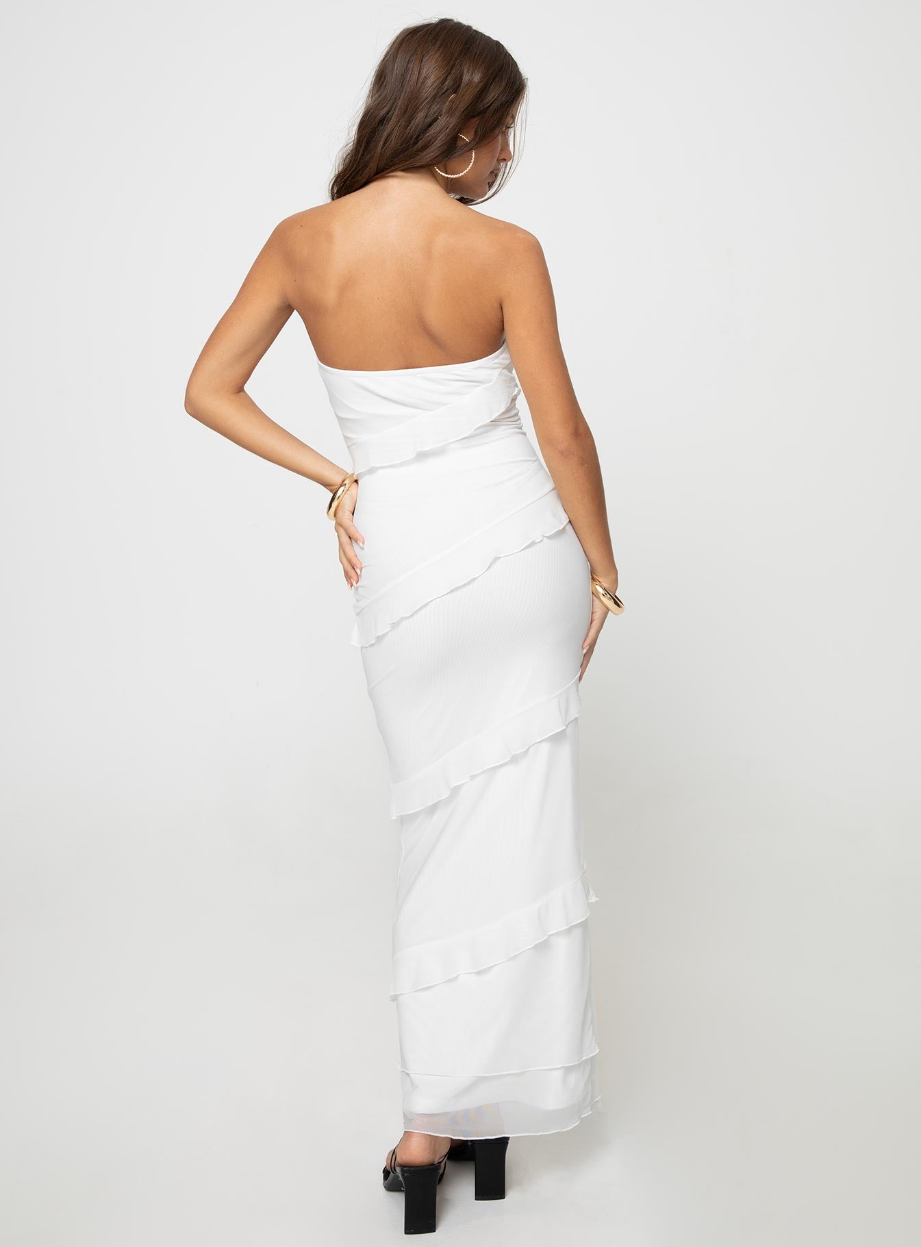 Lasher Strapless Maxi Dress White