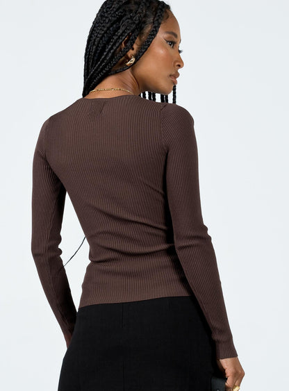 Venetia Long Sleeve Top Brown