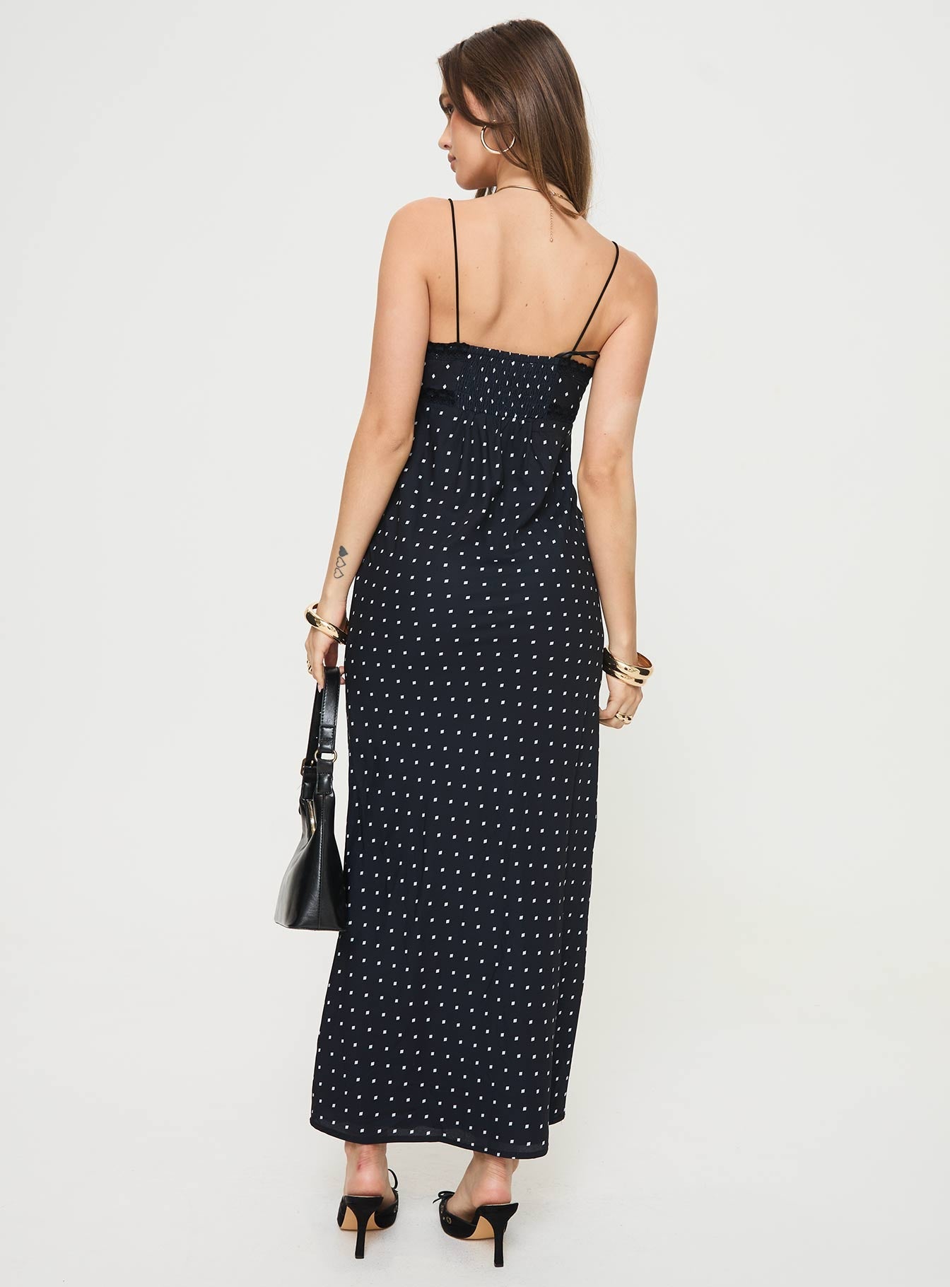 Emily Maxi Dress Black Polka Dot