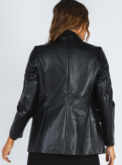 Ellen Faux Leather Blazer