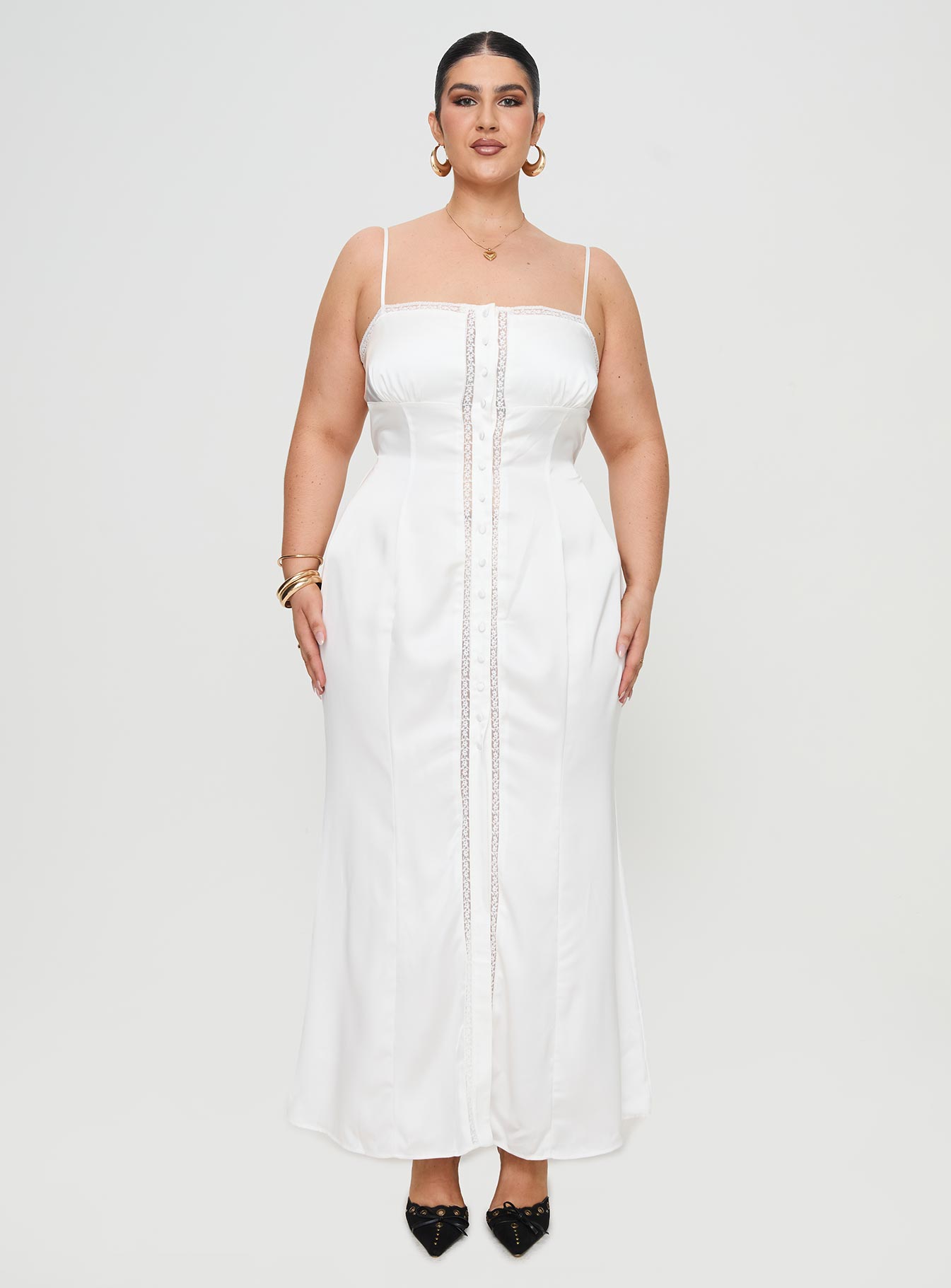 Ematie Maxi Dress White Curve