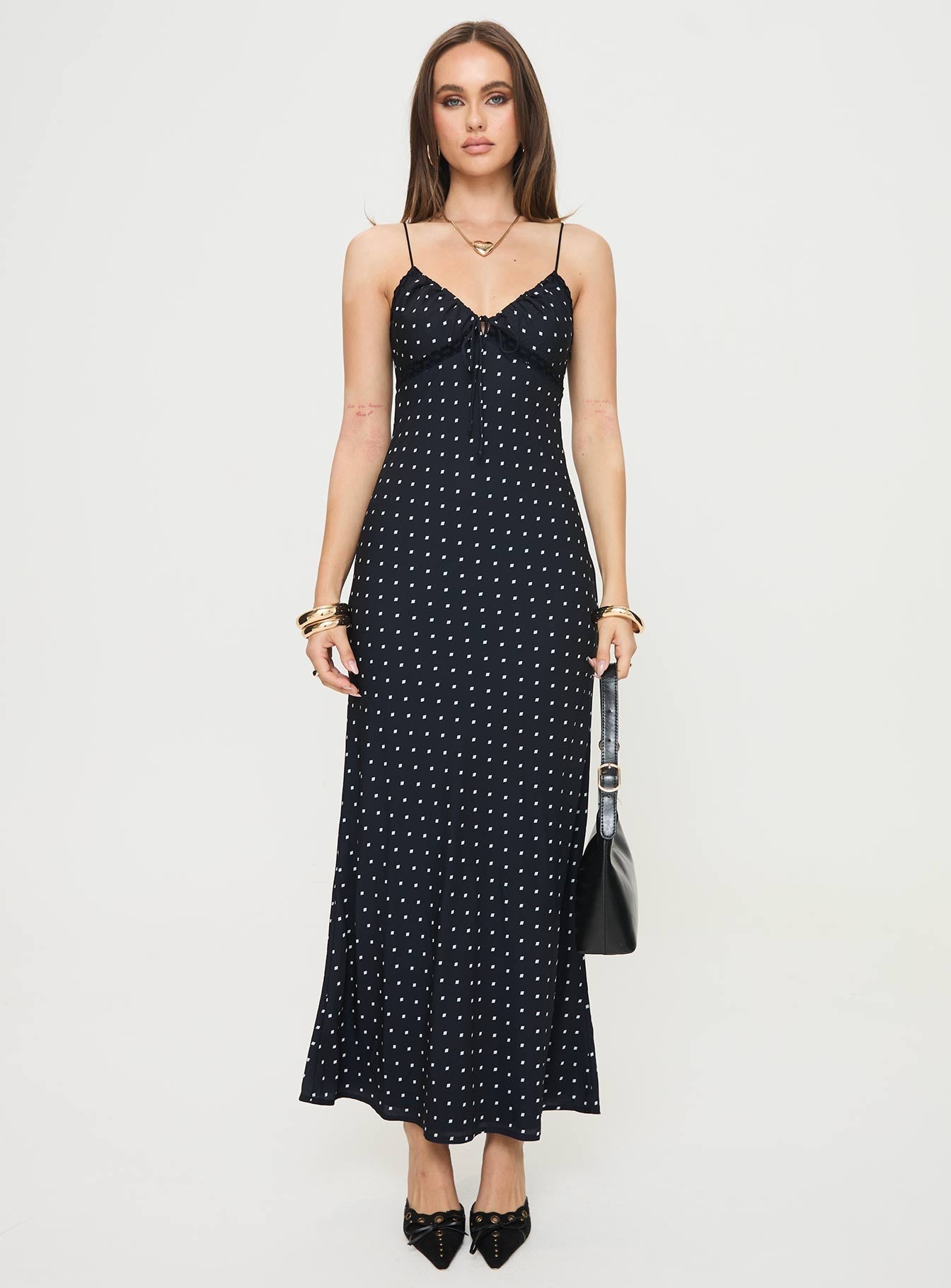 Emily Maxi Dress Black Polka Dot