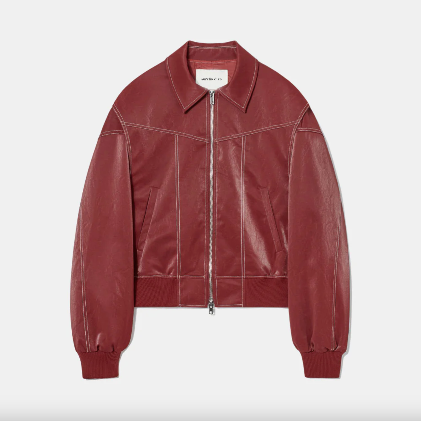 Oversized Red Leather Jacket